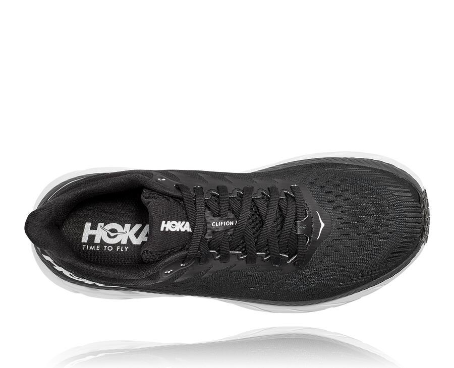 Hoka One One Koşu Ayakkabısı Kadın Siyah/Beyaz - Clifton 7 - UR9108674